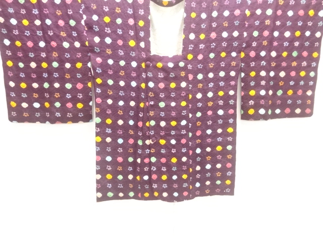 JAPANESE KIMONO / ANTIQUE SHIBORI FLORAL PATTERN MICHIYUKI COAT